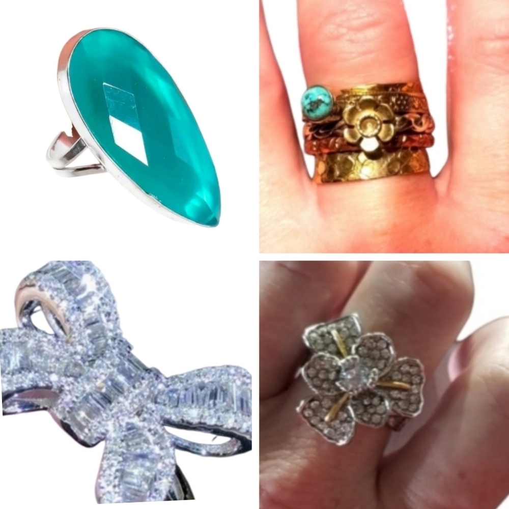 🎖Set of Womens Semiprecious Gem Rings (S8.5-9.5)🕌